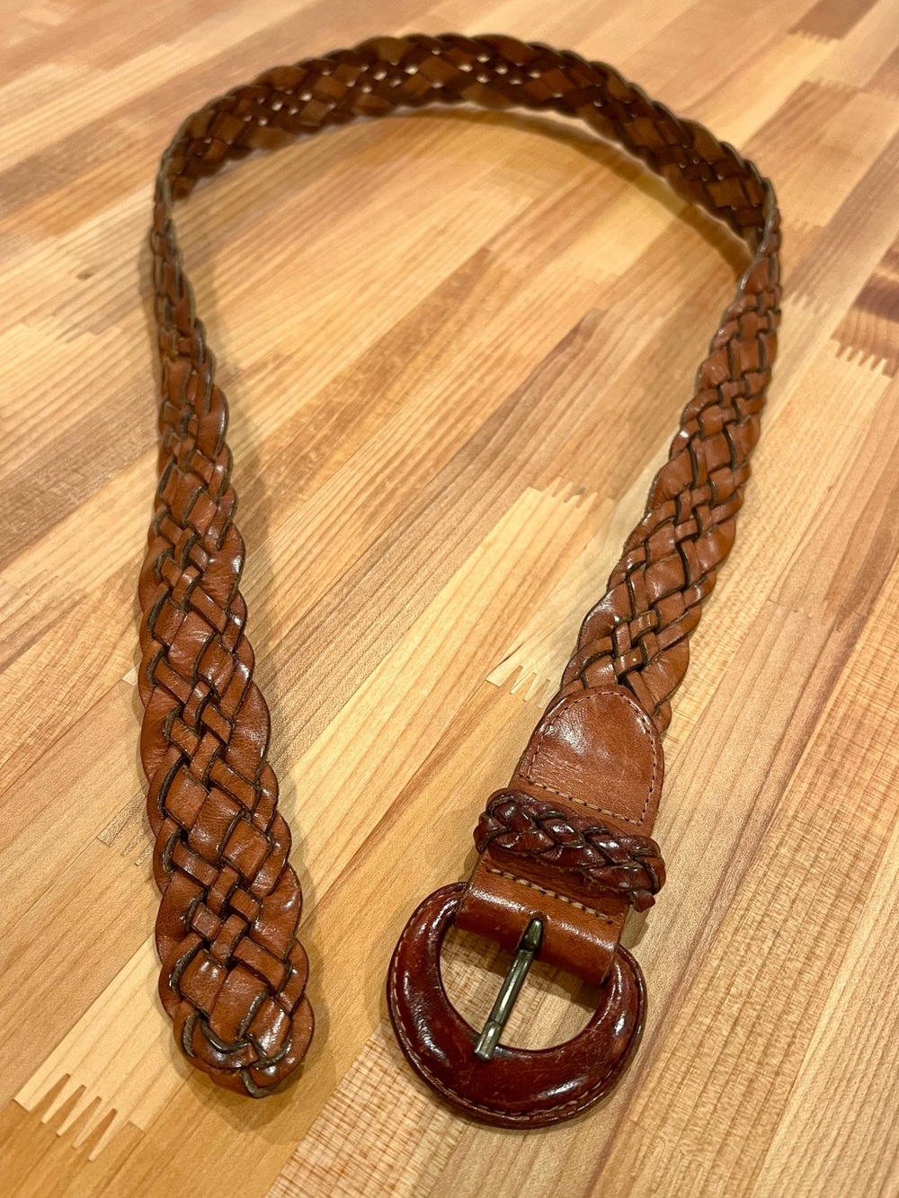 🤎Genuine Leather Braided Belt in Brown • Omega 8839D